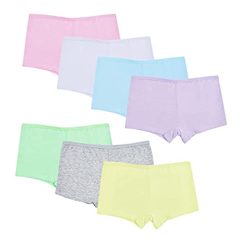 POWER FLOWER Girls Multipack Essential Cotton Boxer shorts Comfortable Knickers Underpants Size 2-12 Years (Pack of 7)(6764-Combo2, 11-12 Years)