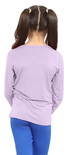 janisramone Kids Girls Round Neck Pastel T-Shirt Plain Boys Long Sleeve Stretchy Basic Tee Casual School Top Lilac