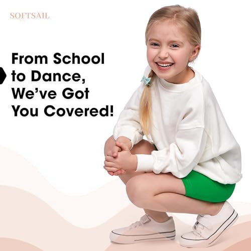 SOFTSAIL Girls Cycling Shorts Short Girl Cotton Leggings Shorts for Kids Girls School Shorts Gymnastics Sports Shorts Knee Length Breathable Comfy Bike Dancing Sport Black, 10-11 Years