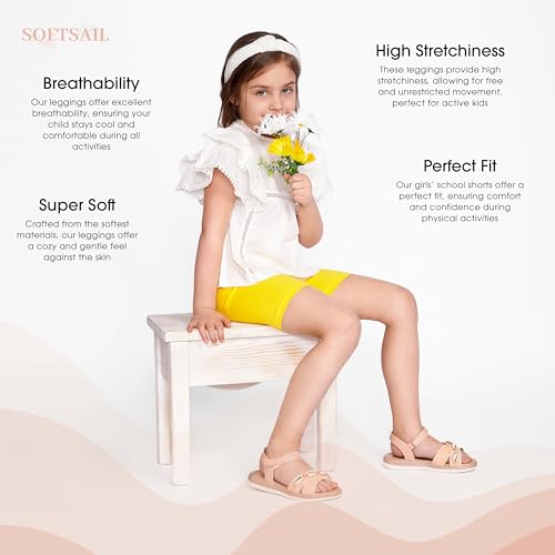 SOFTSAIL Girls Cycling Shorts Short Girl Cotton Leggings Shorts for Kids Girls School Shorts Gymnastics Sports Shorts Knee Length Breathable Comfy Bike Dancing Sport Black, 10-11 Years