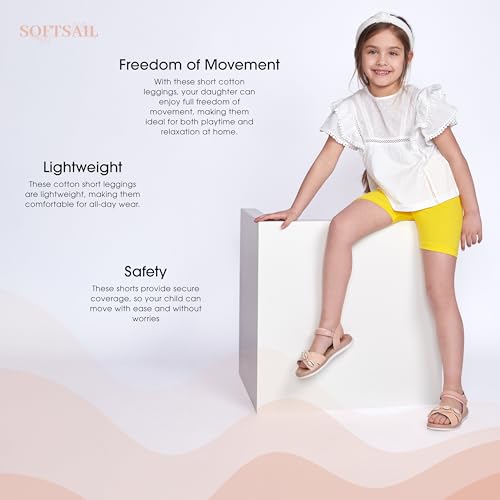 SOFTSAIL Girls Cycling Shorts Short Girl Cotton Leggings Shorts for Kids Girls School Shorts Gymnastics Sports Shorts Knee Length Breathable Comfy Bike Dancing Sport Black, 10-11 Years