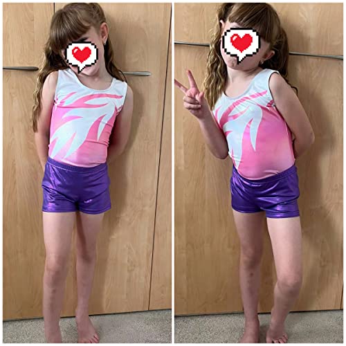 PythJooh Girls Dance Shorts, Little Girls Sparkle Glitter Gymnastics Shorts Metallic Athletic Dancewear Shorts 3-14 Years Pink