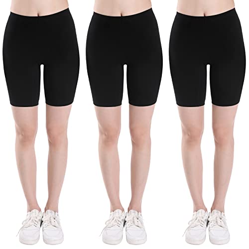 INNERSY Girls Black Cycling Shorts Teens Under Dress Shorts Cotton Anti Chafing School Shorts 3 Pack (12-14 Years, Black)
