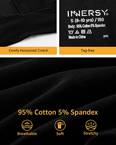 INNERSY Girls Black Cycling Shorts Teens Under Dress Shorts Cotton Anti Chafing School Shorts 3 Pack (12-14 Years, Black)