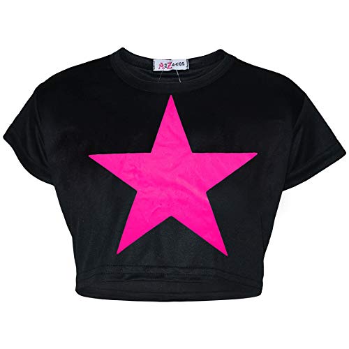 A2Z 4 Kids Kids Girls Top Tees Designer Stylish T-Shirts - Crop Top Star Black._9-10