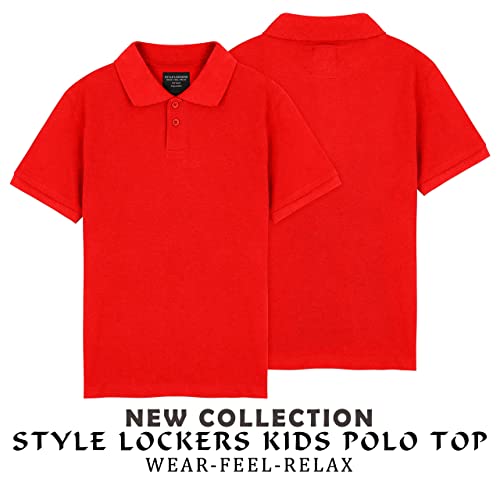 Style Lockers® Boys Girls Kids Plain Polo Shirts Children Classic Summer Short Sleeve T-Shirts School Uniform Tops (Red, 7-8 Years)