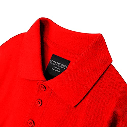 Style Lockers® Boys Girls Kids Plain Polo Shirts Children Classic Summer Short Sleeve T-Shirts School Uniform Tops (Red, 7-8 Years)