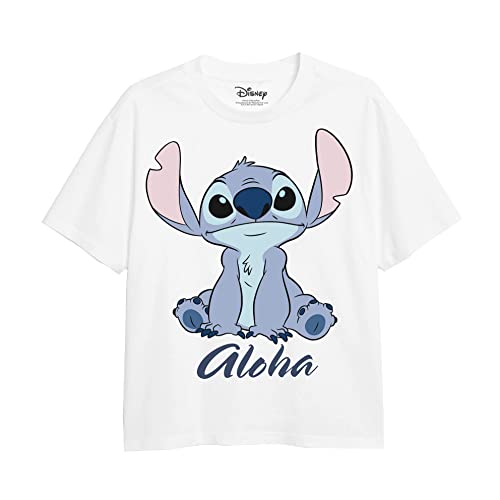 Cotton Soul Disney Lilo & Stitch Aloha Girls T Shirt, White, 9-10 Years
