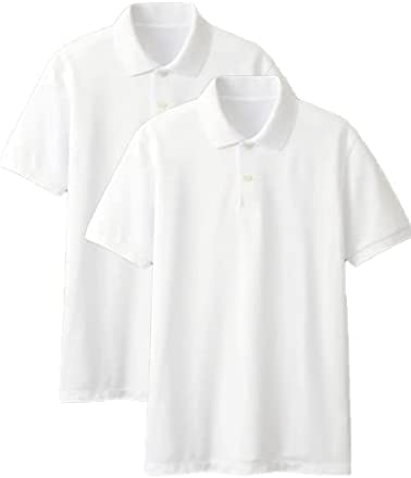 IMFAA Pack of 2 Kids Boys and Girls School Uniform Polo White Grey Sky Blue Black Plain Short Sleeve Tops Shirts Outdoor Gym Sports Wear(White 9-10 Years)