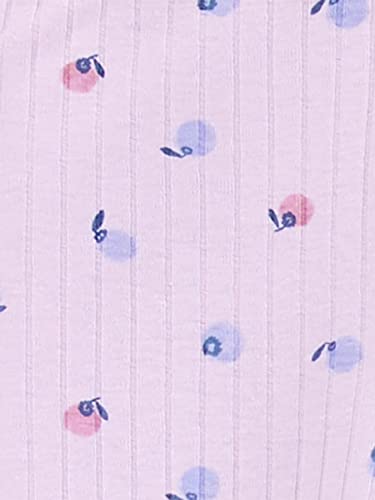 Simple Joys by Carter's Toddler Girls' 4-Piece Short-Sleeved Shirts and Trousers Playwear Set, Pack of 2, Blue Stripes/Lilac Fruit, 4 Years