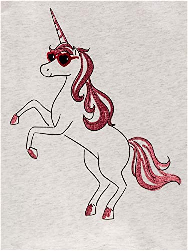 Simple Joys by Carter's Girls' 3-Pack Graphic Long-Sleeve Tees T-Shirt Set, Hearts/Stripes/Unicorn, 4 Years (Pack of 3)