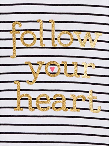 Simple Joys by Carter's Girls' 3-Pack Graphic Long-Sleeve Tees T-Shirt Set, Hearts/Stripes/Unicorn, 4 Years (Pack of 3)