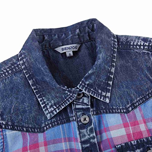 Bienzoe Girls Crop Tank Tops: Cowgirl Plaid Sleeveless Button Down Western Casual Blouse Red 12