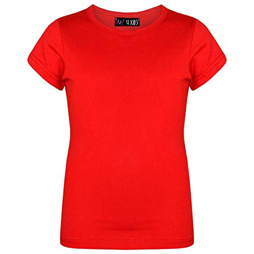 A2Z 4 Kids Kids Girls T Shirts Cotton Plain School T-Shirt - Girls T Shirt Red 7-8
