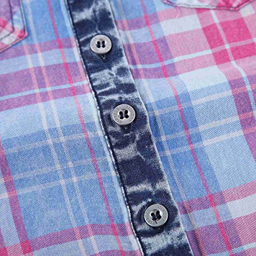 Bienzoe Girls Crop Tank Tops: Cowgirl Plaid Sleeveless Button Down Western Casual Blouse Red 12