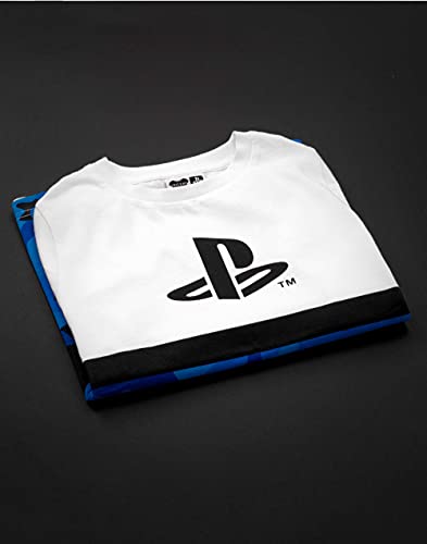 Playstation Kids T-Shirt Camo | Boys Girls Game Blue White Logo Top | Gamer Clothing Merchandise 9-10 Years
