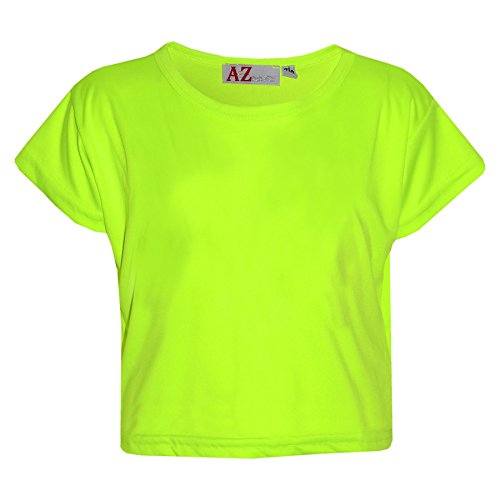 A2Z 4 Kids Girls Top Kids Plain Color Stylish Fahsion Trendy T Shirt Crop Top New Age 7 8 9 10 11 12 13 Years Neon Green