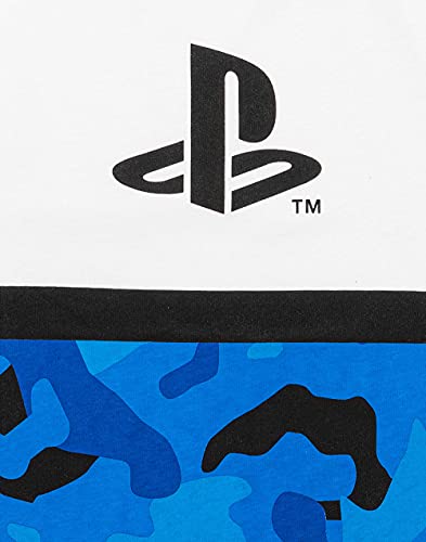 Playstation Kids T-Shirt Camo | Boys Girls Game Blue White Logo Top | Gamer Clothing Merchandise 9-10 Years