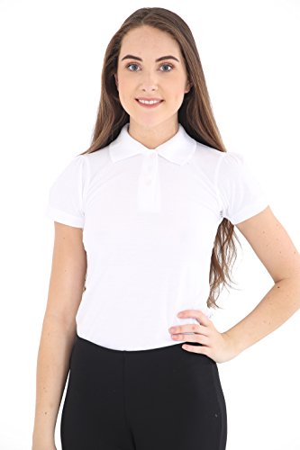 GW CLASSYOUTFIT® 2 X *Girls* Kids Plain(Pack of 2) Polo Tee T-Shirt School Shirts Uniform PE Top Gym Tops (9-10, 2X White)