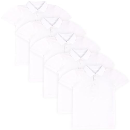 A2Z 4 Kids Girls Boys Polo T Shirts Plain Summer Tank Top & Tees Fashion - PL Polo T Shirt White 5 Pack 13-14