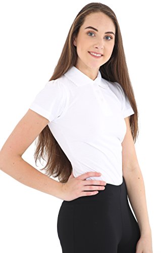 GW CLASSYOUTFIT® 2 X *Girls* Kids Plain(Pack of 2) Polo Tee T-Shirt School Shirts Uniform PE Top Gym Tops (9-10, 2X White)