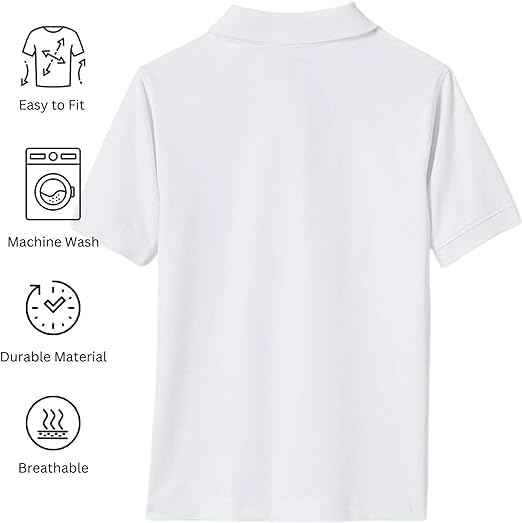 Bamu Pack of 2 Girls School Uniform Polo White Plain Shirt Sleeve Shirts Sports Wear (7-8 Years, 2 Pack White)