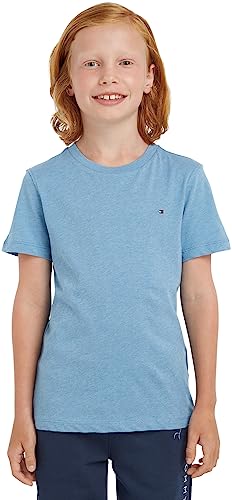 Tommy Hilfiger Boys Short-Sleeve T-Shirt Crew Neck, Blue (Dark Allure Heather), 12 Years