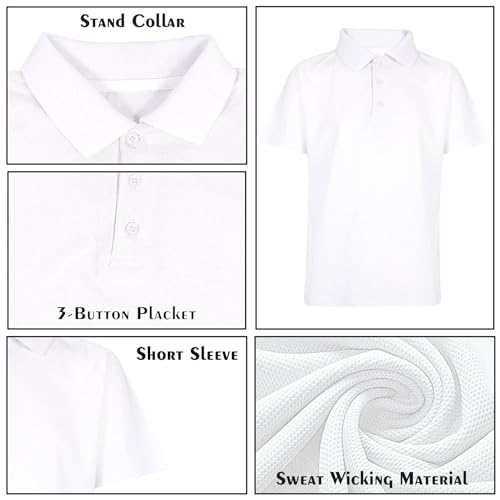 A2Z 4 Kids Girls Boys Polo T Shirts Plain Summer Tank Top & Tees Fashion - PL Polo T Shirt White 5 Pack 13-14