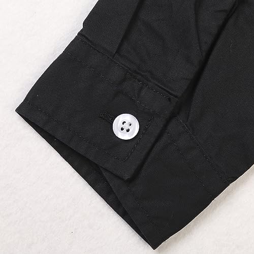 Aeslech Boy's Uniform Dress Shirt with Necktie Long Sleeve Button Down Tops Outfits Black Tag 150CM - 10 Years