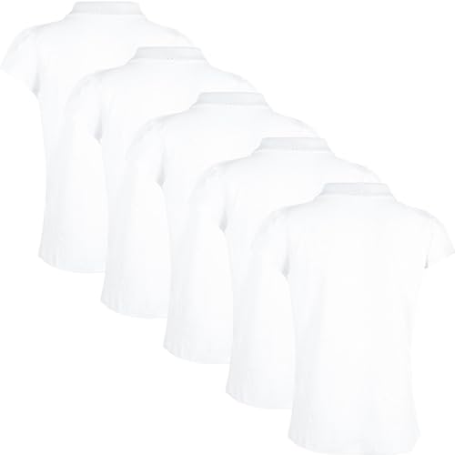 A2Z 4 Kids Girls Plain Shirts Summer Tank Top and Tees - Girls Polo Shirt White 5 Pack 7-8