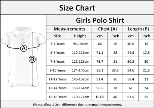 A2Z 4 Kids Girls Plain Shirts Summer Tank Top and Tees - Girls Polo Shirt White 5 Pack 7-8