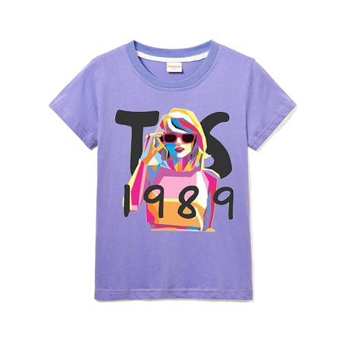 Taylor Girls Kids Tee 100% Cotton T-Shirts Boy Girl Top for 3-13 Years (Purple,11-12 Years,11 Years,12 Years)
