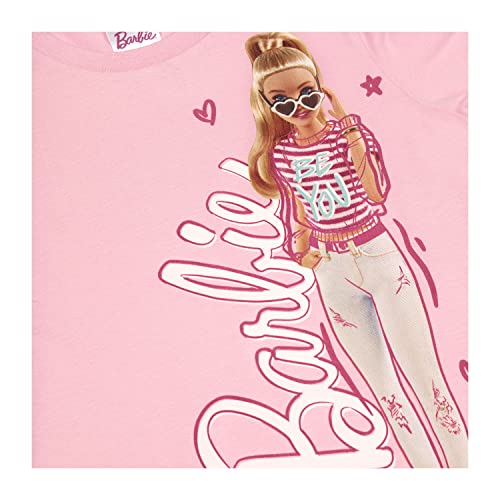 Barbie 3PK T-Shirts for Girls, Short Sleeve T-Shirts Pack of 3 Girls Summer Top, Ages 3 to 10 Years Old (as8, Age, 7_Years, 8_Years, Regular) Multi
