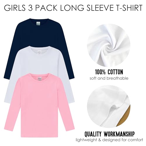 The Essentials Wardrobe Girls TEW 3 Pack LS T- Shirt - Assorted - 1-4/5 Years
