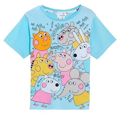 Peppa Pig Girls 3 Pack T-Shirts Kids Peppa Dress Up Tops Little Girls T-Shirt for Summer Multi Pack Tees Gift Set Size 3-4 Years