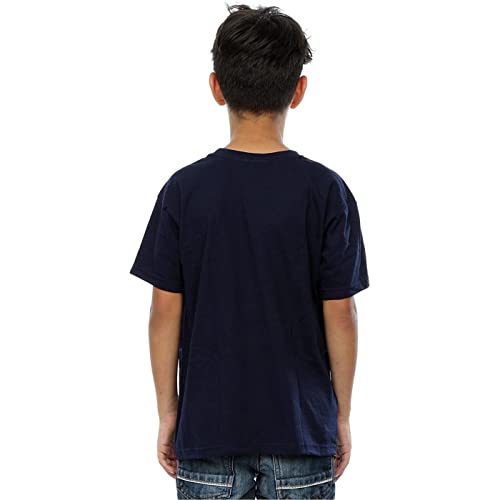 Marvel Crew Neck T-Shirt for Boys, Captain America Distressed Shield Print, 100% Cotton, Official Merchandise, Ages 3 to 15 | Avengers T-Shirt, Gift Idea for Boys Navy