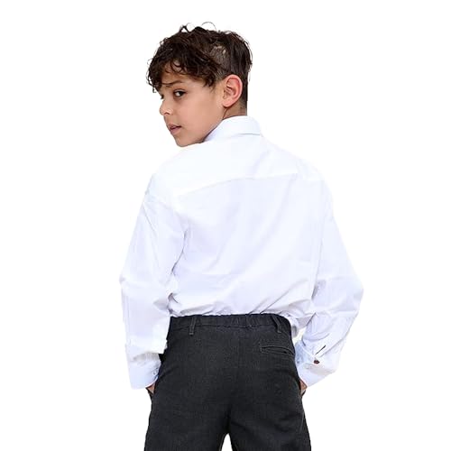2 Pack Kids Boys White Plain Button Down Long Sleeve Uniform School Shirt Easy Iron (2 Pack White, Long Sleeve, Age 11-12)