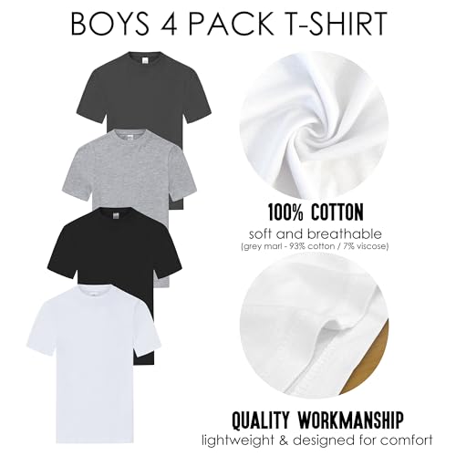 The Essentials Wardrobe Boys TEW 4 Pack T- Shirt - Assorted - 1-12/13 Years