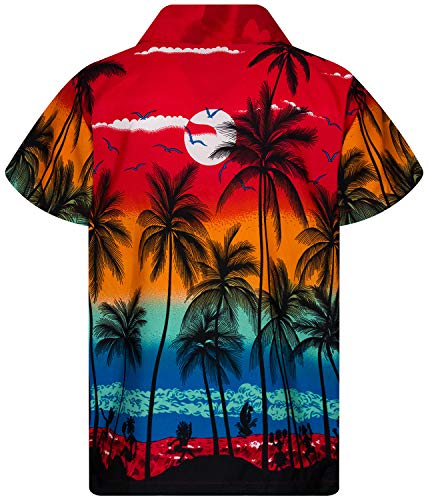 King Kameha Funky Hawaiian Shirt Kids Boys, Shortsleeve, Print Beach, Red, 6