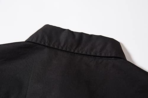 Tronjori Boys Short Sleeve Button Down Casual Woven Shirt Two Pockets(16,Black)