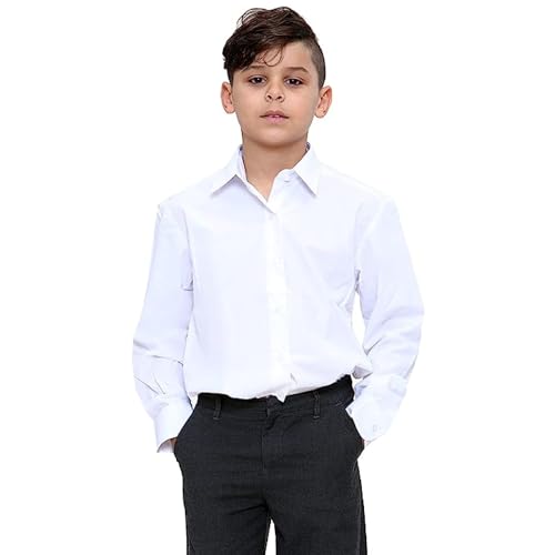 KHIM Boys School Uniform Shirts Full & Half Sleeves White & Sky Blue Age 5 to 16