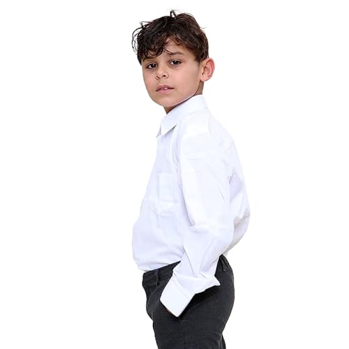 KHIM Boys School Uniform Shirts Full & Half Sleeves White & Sky Blue Age 5 to 16