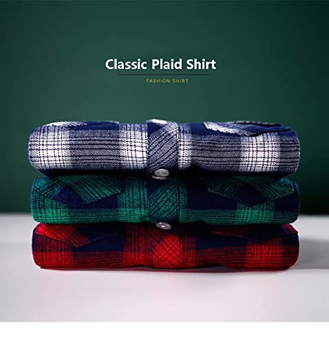 Coralup Kids Cotton Plaid Button Down Long Sleeve Shirt for Boys Girls Red 10-11Years