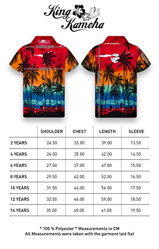King Kameha Funky Hawaiian Shirt Kids Boys, Shortsleeve, Print Beach, Red, 6