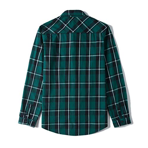 Tronjori Boy's Long Sleeve Button Down Woven Shirt(8,Dark Green)
