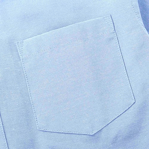 Bienzoe Boy's School Uniform Long Sleeve Button Down Oxford Shirt Blue 8-9 Years