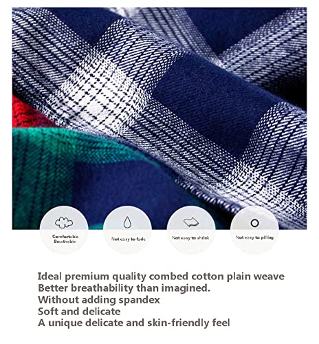 Coralup Kids Cotton Plaid Button Down Long Sleeve Shirt for Boys Girls Red 10-11Years