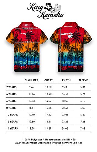 King Kameha Funky Hawaiian Shirt Kids Boys, Shortsleeve, Print Beach, Red, 6