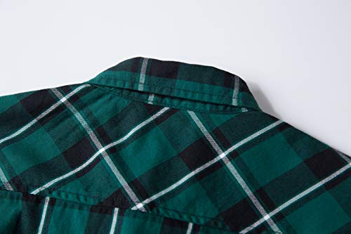 Tronjori Boy's Long Sleeve Button Down Woven Shirt(8,Dark Green)