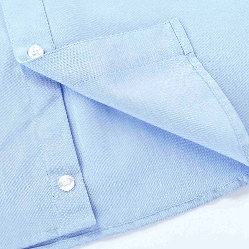 Bienzoe Boy's School Uniform Long Sleeve Button Down Oxford Shirt Blue 8-9 Years